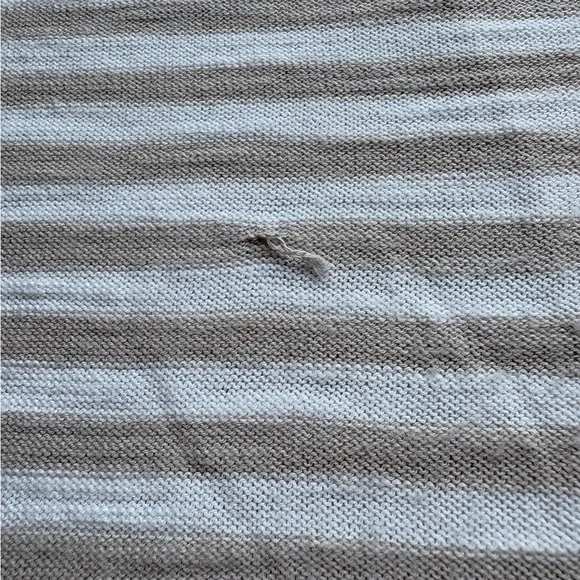 LOFT White and Tan Tie Front Long Sleeve Blouse - Picture 4 of 5